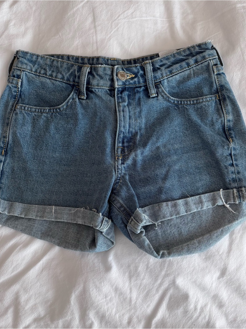 Classic Blue Denim Women's Cuffed Shorts